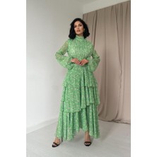 Gökyüzü Moda Yeşil Bel Detaylı Elbise