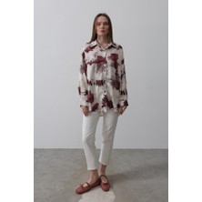 Gökyüzü Moda Baskılı Gömlek - Bordo
