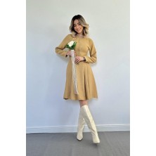 Gökyüzü Moda Vizon Kısa Klasik Elbise