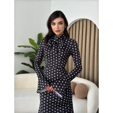 Gökyüzü Moda Potenza Puantiyeli Elbise