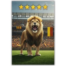 The Reef Design Sarı Kırmızı Taraftar Halısı Dijital Baskılı Dokuma Kaymaz Tabanlı Futbol Halısı Galatasaray Taraftar Hediyesi Halısı Salon Halısı