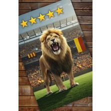 The Reef Design Sarı Kırmızı Taraftar Halısı Dijital Baskılı Dokuma Kaymaz Tabanlı Futbol Halısı Galatasaray Taraftar Hediyesi Halısı Salon Halısı