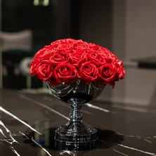 Gümüş Renk Vazoda Gül Ev Dekorasyon Vazoda Yapay Çiçek Tasarımları