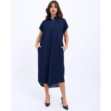 Gökyüzü Moda 7348 Kot Elbise-Mavi