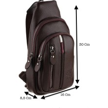 Westpolo Vegan Deri Unisex Çapraz Göğüs ve Omuz Çantası Body Bag - Kahverengi