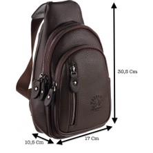 Westpolo Tek Omuz Askılı, Fermuarlı Çok Bölmeli Erkek Sırt ve Göğüs Çantası Body Bag - Kahverengi