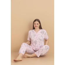 Pijamerry Kadın Büyük Beden Dantel Yaka Bambu Kısa Kol Ince Pijama Takımı 5989 - 1 Adet