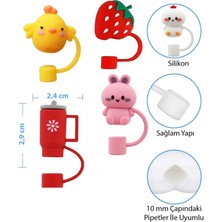 Kelira Termos Uyumlu Ayıcık Aksesuar / Pipet Koruyucu / Silikon Pipet Ucu Kapak / 10mm Pipet Uyumlu