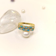 Firuze Turkuaz Taşlı Yüzük 14 Ayar Altın Hd Videolu