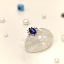 0.99CT Oval Safir ve Pırlanta Taşlı Yüzük 14 Ayar Altın Hd Videolu