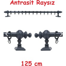 Vilart Antrasit Raysız Ahşap Rustik Perde Askısı - Al Rustik Borusu 125 cm