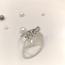 0.54CT F-G Color Beş Taş Pırlanta Taşlı Yüzük 14 Ayar Altın Hd Videolu