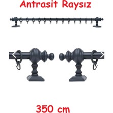 Vilart Antrasit Raysız Ahşap Rustik Perde Askısı - Al Rustik Borusu 350 cm