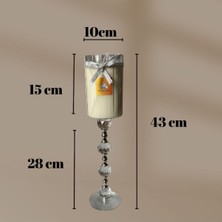 43 cm Kristal Ayaklı Cam Şamdan Mum – Limited Edition | Amber Kokulu | El Yapımı Mum