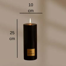 Büyük Boy Silindir Formda Dekoratif Mum – Amber Kokulu | 25 cm | Şık Tasarım | Doğal Içerikli