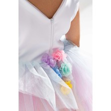 My Melody Temalı Kız Çocuk Beyaz Doğum Günü Elbisesi ve Parti Kostümü (Taç Hediyeli)