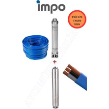 Impo Sk 415/28 10HP Krom Başlıklı  25 mt Yassı Kablolu  Dalgıç Pompa