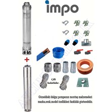 Impo Sk 415/15 5,5hp Krom Başlıklı  65 mt Yassı Kablolu ve  130 mt Halatlı Çift Vanalı Akıtma Başlıklı Trifaze Takım Dalgıç Pompa