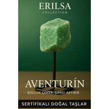 Sertifikalı Doğal Ham Aventurin Taşı Standlı Obje – Şans, Bolluk ve Duygusal Huzur Taşı