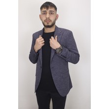 Fistan Store Erkek Mavi Italyan Kesim Dar Kalıp Tek Düğme Yazlık Blazer Ceket