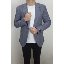 Fistan Store Erkek Lacivert Italyan Kesim Dar Kalıp Tek Düğme Çift Yırtmaçlı Blazer Ceket