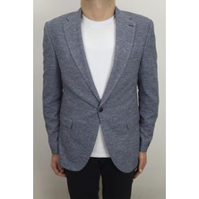 Fistan Store Erkek Lacivert Italyan Kesim Dar Kalıp Tek Düğme Çift Yırtmaçlı Blazer Ceket