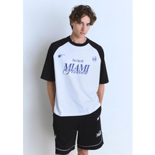 Mavi Miami Florida Baskılı Beyaz Tişört 0612780-620