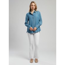 Lee Cooper Fitted Klasik Yaka Düz Kadın Denim Gömlek 252 Lcf 141003 Classy Denım