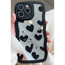 Apple iPhone 13 Pro Max Kılıf Aynalı Kalp Desenli Yumuşak Kenarlı Kamera Korumalı Silikon Kapak