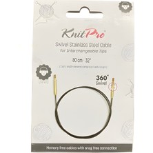 KnitPro Paslanmaz Çelik Döner Misina Kabloları 360° Siyah Altın 1057X
