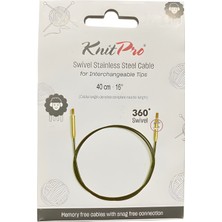 KnitPro Paslanmaz Çelik Döner Misina Kabloları 360° Siyah Altın 1057X