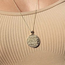 Fasek Gold Tılsım Dualı Nazar ( Üç Dualı) Korumalı Tılsım Madalyon Tasarım Tarz 925 Ayar Gümüş Madalyon Kolye