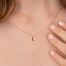 Fasek Gold Gümüş Kolye - Su Damlası Sade Taşsız Tasarım Modern Tarz 925 Ayar Gümüş Kolye - Gündelik Gümüş Kolye