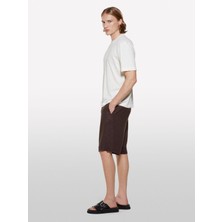 Keten Karışımlı Bisiklet Yaka Regular Fit T-Shirt Erkek Krem T-Shirt - 325P3D8FS104L