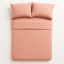 Çift Kişilik  Pamuk Nevresim Takımı 200 x 220  cm  , Lastikli Çarşaflı Set, Pudra