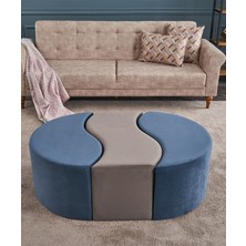 Favora Alya Puf - Mavi - Kahve