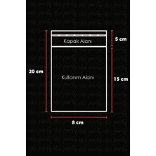 Eliz Party 8X20CM Askılı Bantlı Jelatin Opp Poşet Kurabiye Aksesuar Hediye Paketleme Raf Poşeti 100 Adet
