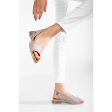 Analin Shoes Kadın  Deri Günlük Alçak Topuklu Sandalet - Beyaz