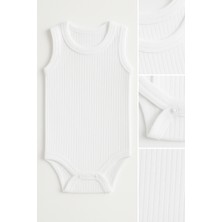 3’lü Fitilli Yeşil-Beyaz-Lila Bebek Zıbın Seti %100 Pamuk Kolsuz Yazlık Body Unisex Çıtçıtlı Ribana