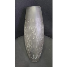 31CM Seramik Vazo Desenli Rocca L El Işçilik Görünümlü Gri Gibi 1 Adet