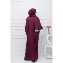 Tek Parça Başörtülü Dantelli Kadın Namaz Elbisesi