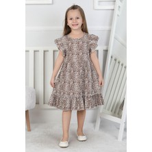 Leopar Desenli Kız Çocuk Elbise