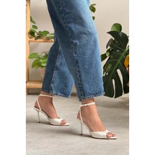 Nişantaşı Shoes Tania Sedef Mat Bilek Kemer Detaylı Kadın İnce Topuklu Ayakkabı