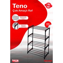 ASVERA - Teno Çok Amaçlı Raf - 4 Katlı Metal Ayakkabılık - Organizer - Kitaplık - Çamaşır Kurutmalık - Düzenleyici - Çiçeklik - Raf -