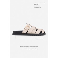 Nişantaşı Shoes Yoshi Açık Taba Süet Kemer Toka Detaylı Düz Taban Kadın Terlik