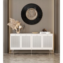 Enwood Andromeda Silver Serisi 160  cm  4 Kapaklı Mdf Konsol 160 x 80 x 40  cm