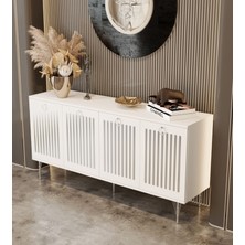 Enwood Andromeda Silver Serisi 160  cm  4 Kapaklı Mdf Konsol 160 x 80 x 40  cm