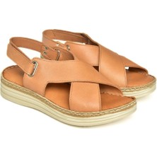 U555240503 Taba Hakiki Deri Kadın Sandalet