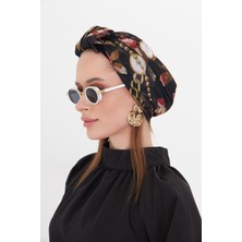 Bordo Pratik Hazır Geçmeli Tesettür Bone Kesik Elyaf Retro Desenli 2409_16