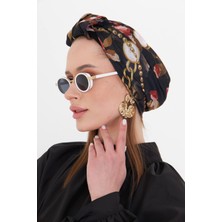 Bordo Pratik Hazır Geçmeli Tesettür Bone Kesik Elyaf Retro Desenli 2409_16